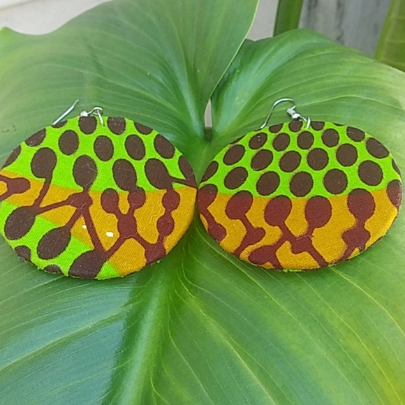 African Fabric Earrings Ghana New w/o Tags - Picture 2 of 3